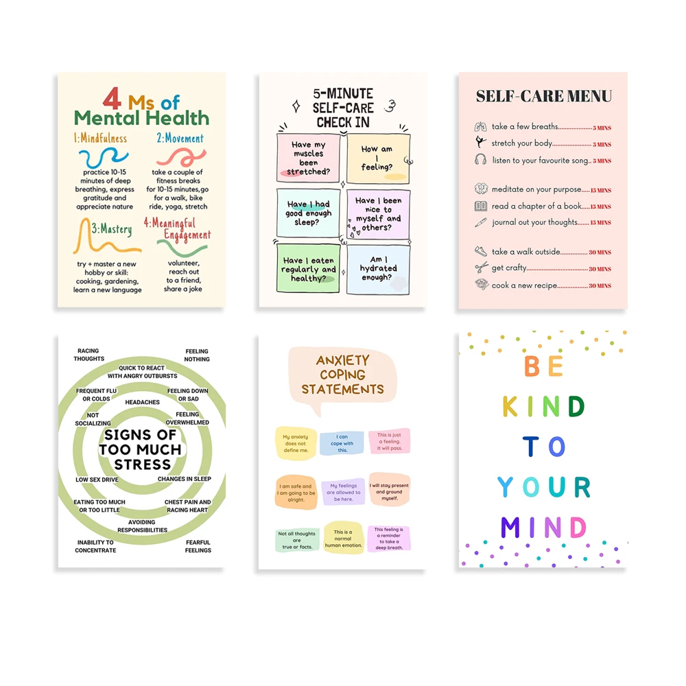 Health Wellness Poster - 셀프 케어 체크 인 포스터, 웰빙
