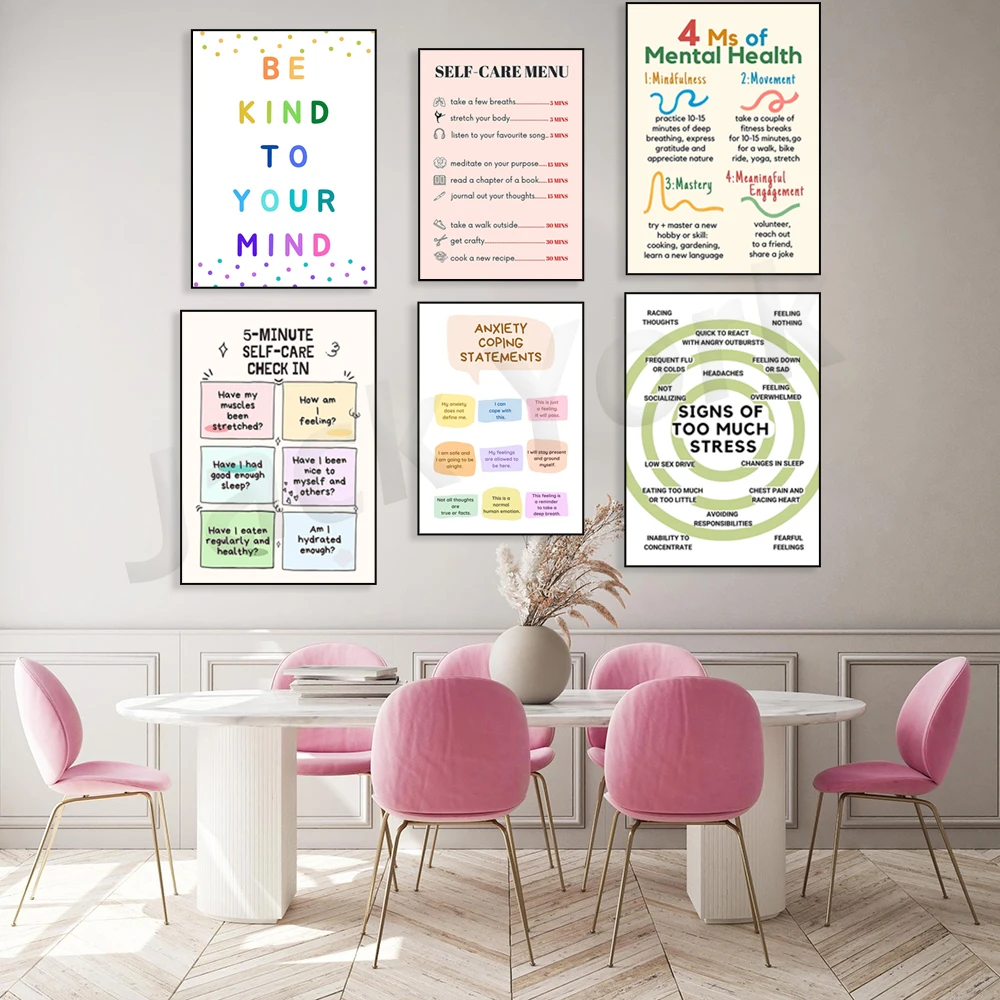 셀프 케어 체크 인 포스터, 웰빙 프린트, 학교 상담사 - Health Wellness Poster 리뷰 및 가격
